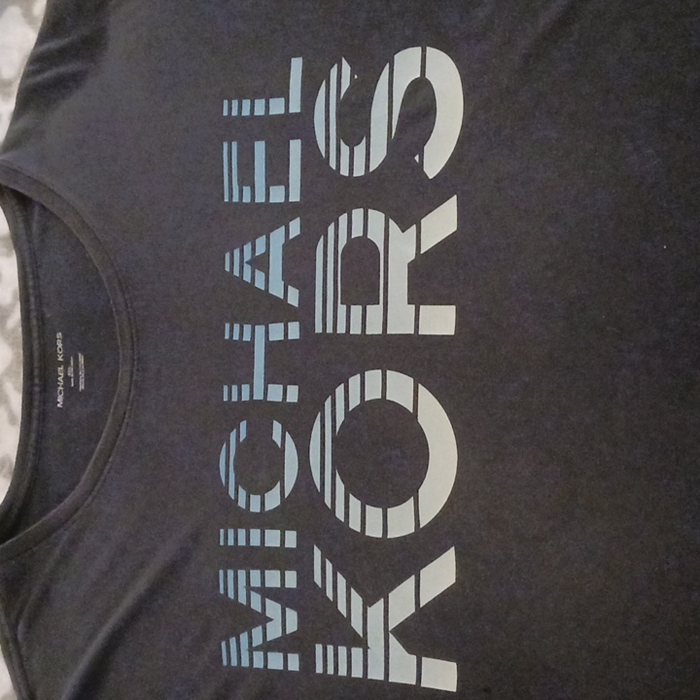 Michael Kors 3XL Navy Blue Cotton t-shirt with Blue/Sand hombre logo